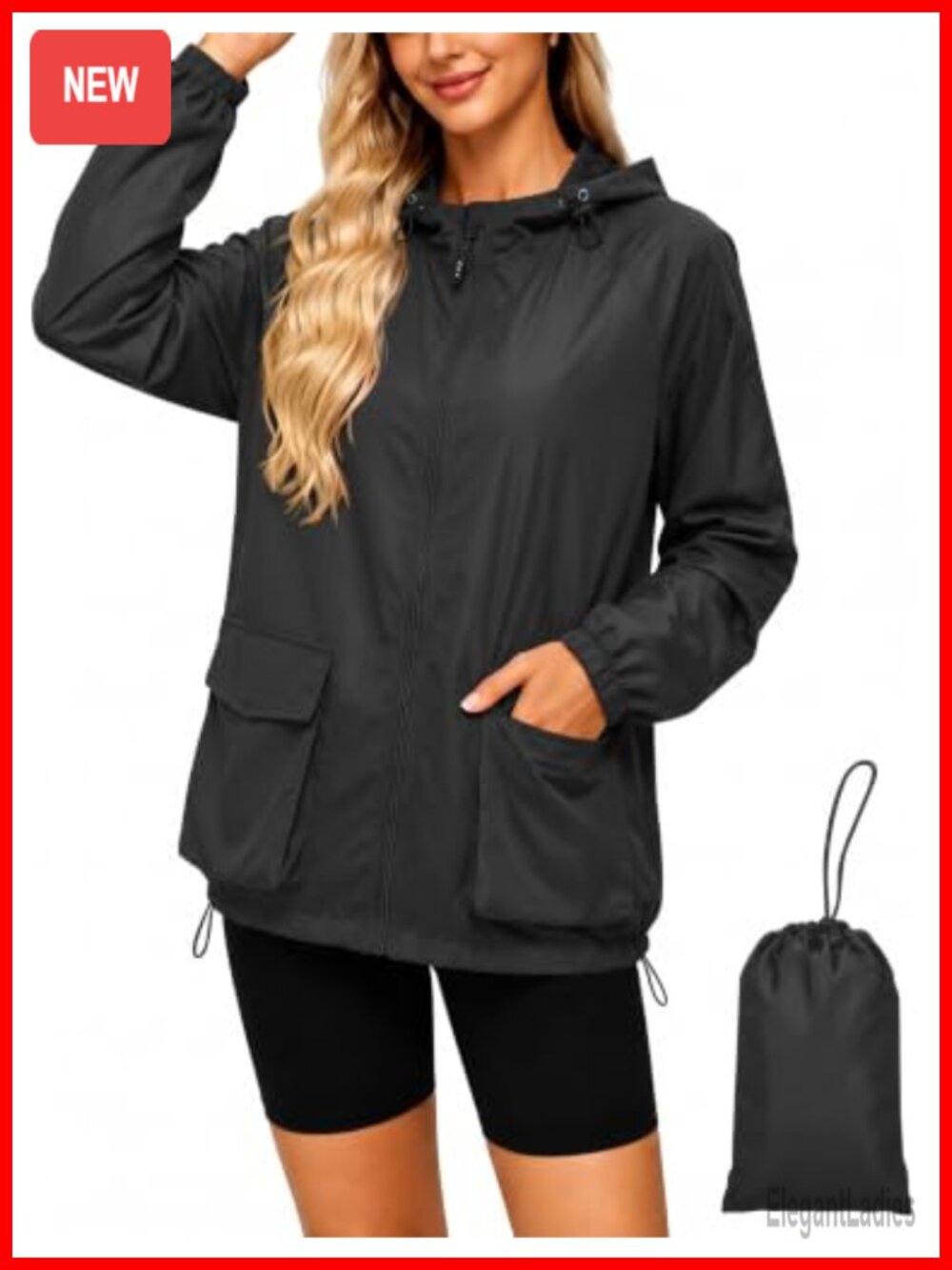Avoogue Lightweight Packable Hooded Waterproof Windbreaker Rain Jacket